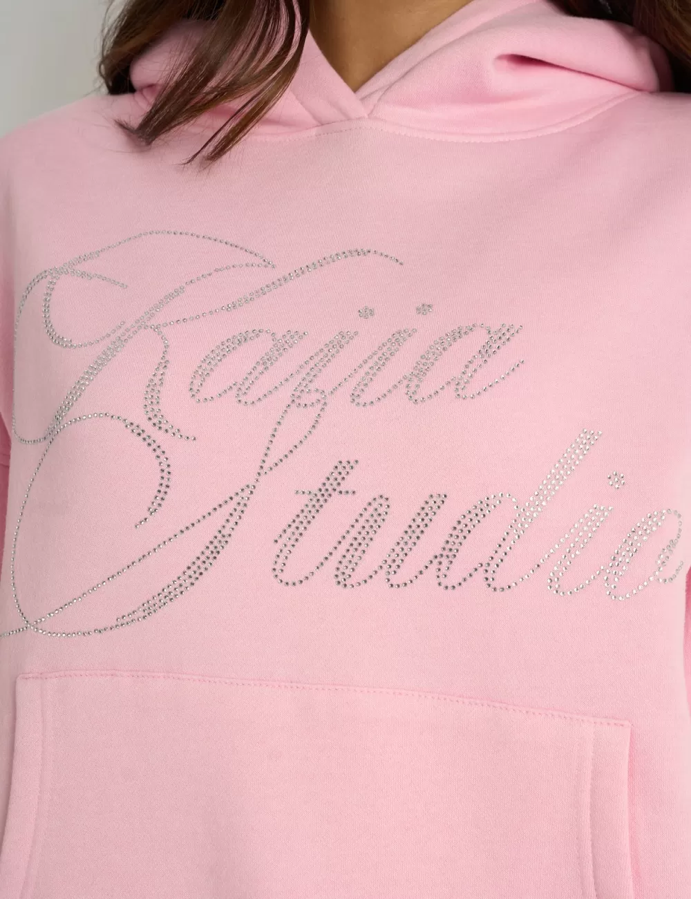 Cheap Public Desire Kaiia Studio Diamante Embellished Oversized Hoodie Baby Pink Baby_pink