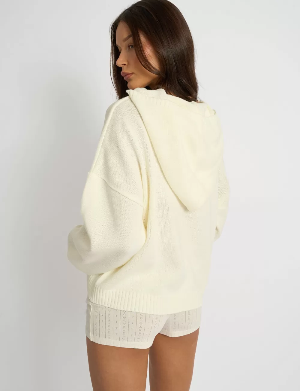 Cheap Public Desire Kaiia Studio Knitted Hoodie Cream