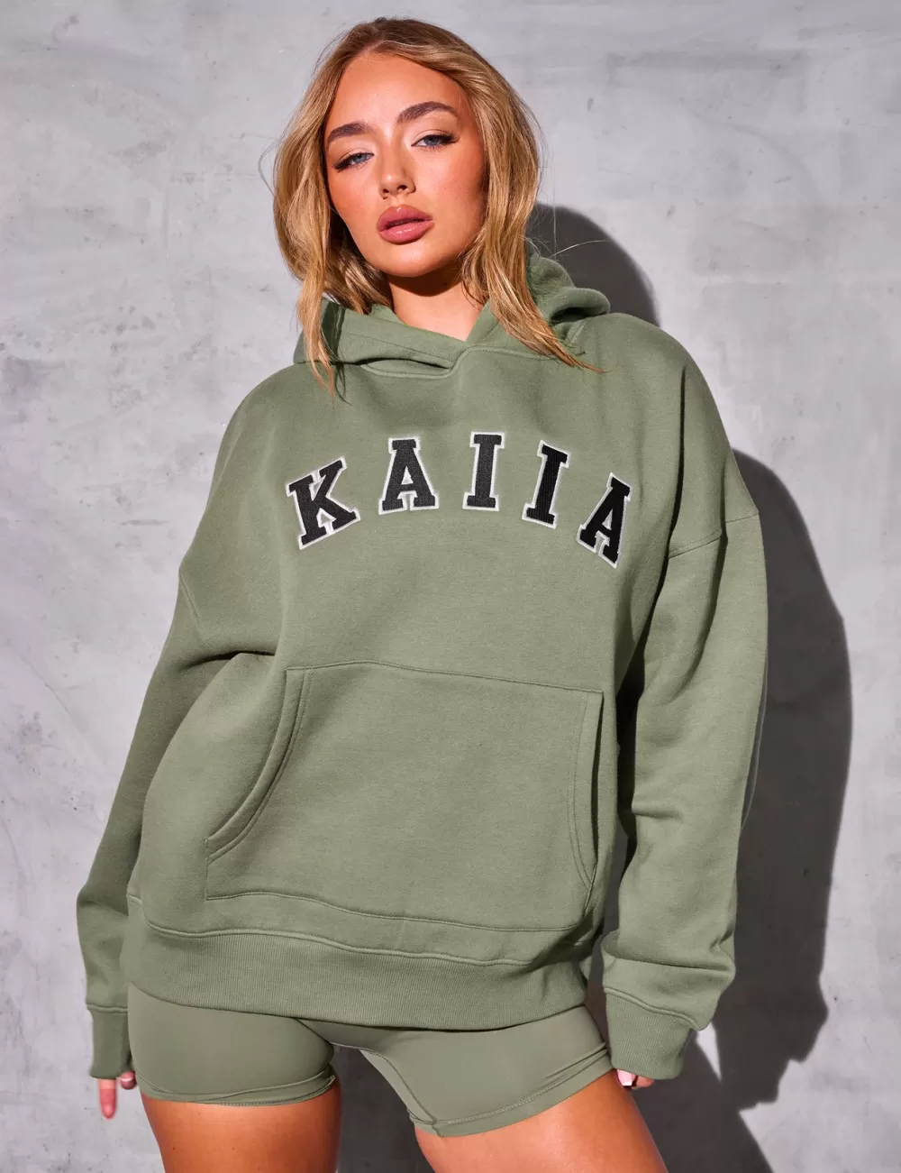 Online Public Desire Kaiia Studio Logo Oversized Hoodie Khaki