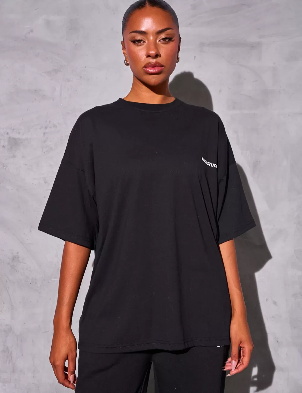 Online Public Desire Kaiia Studio Logo Oversized Tee Black