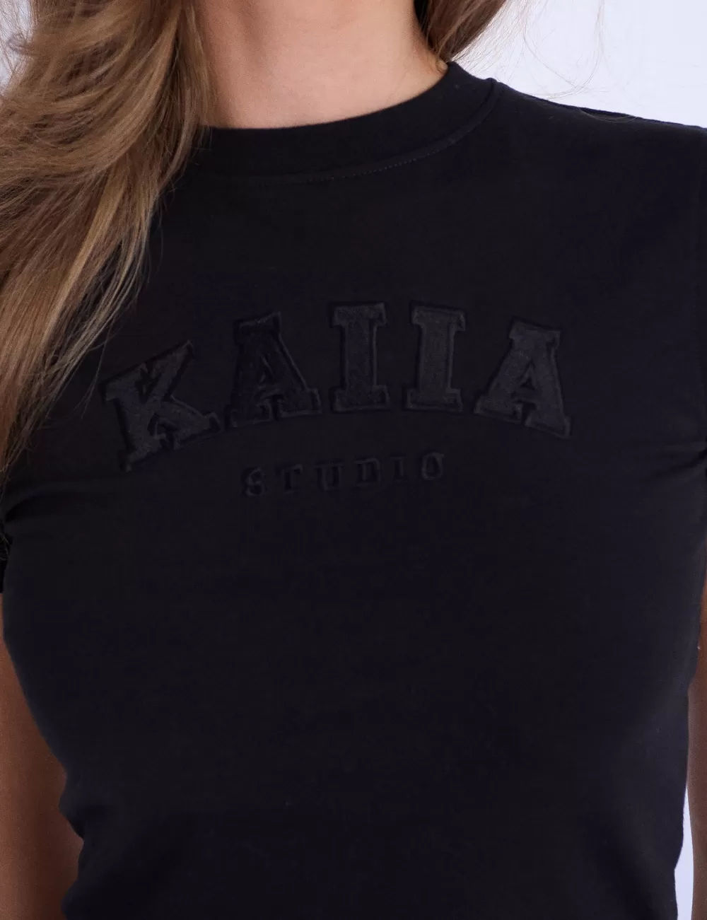 Sale Public Desire Kaiia Studio Longline Baby Tee Black