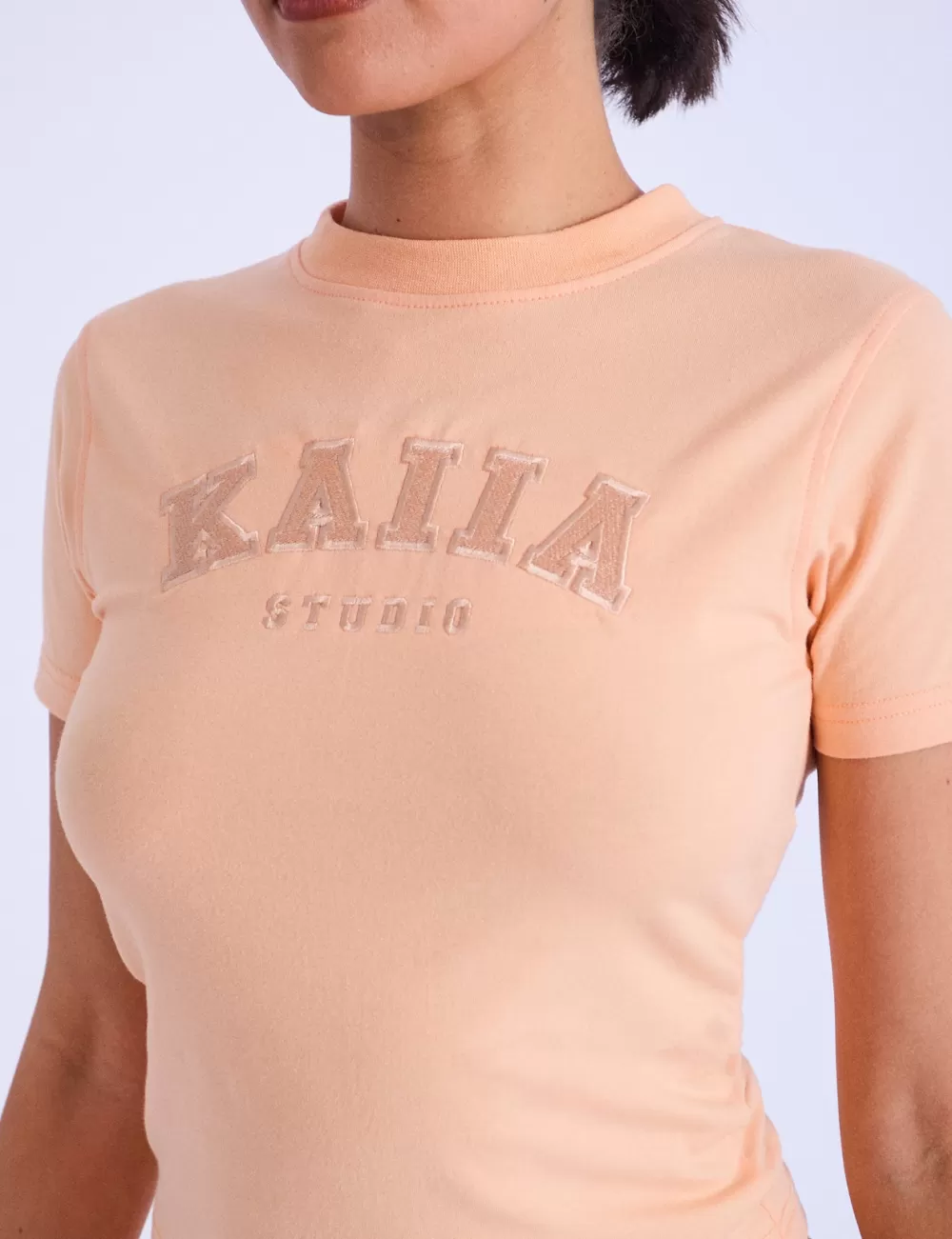 Sale Public Desire Kaiia Studio Longline Baby Tee Peach