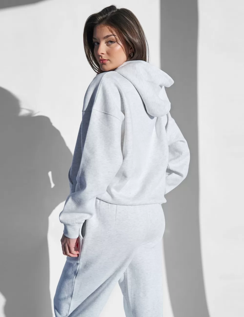 Best Sale Public Desire Kaiia Studio Oversized Hoodie Light Grey Marl & Red