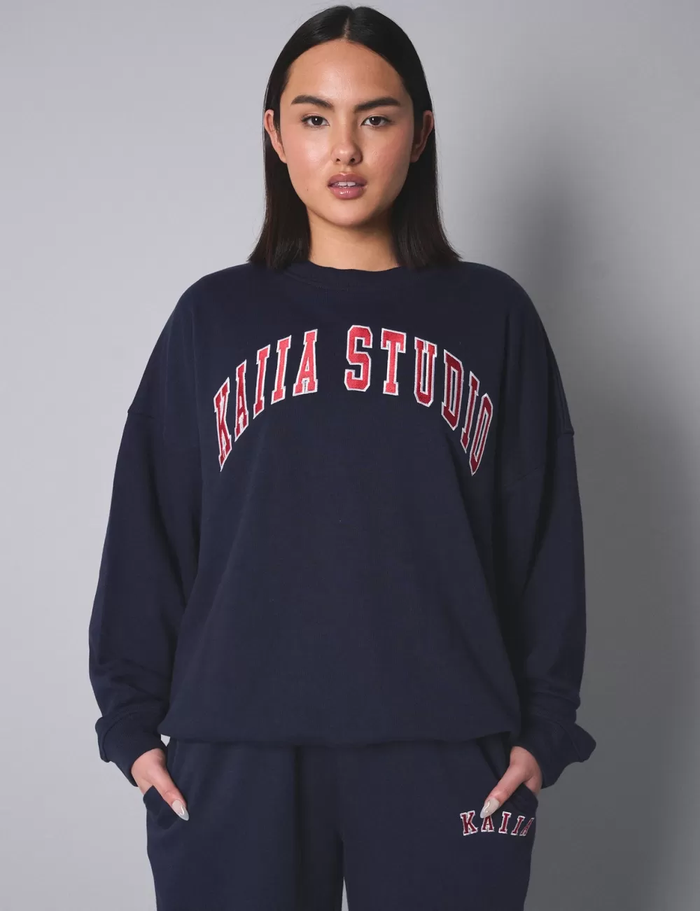 Flash Sale Public Desire Kaiia Studio Oversized Sweatshirt With Red Navy