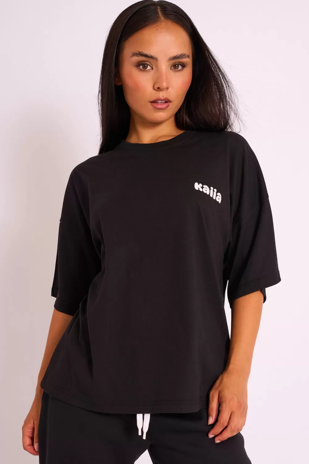 Online Public Desire Kaiia Studio Oversized Tee Black Black_white