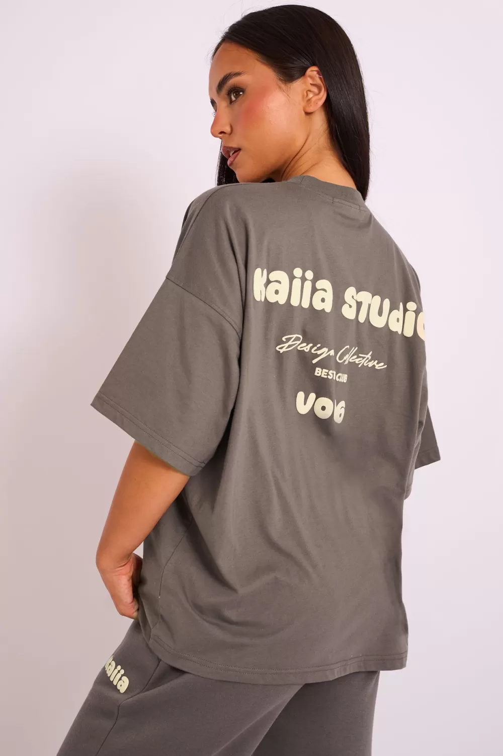 Hot Public Desire Kaiia Studio Oversized Tee Dark Grey Dark_grey_yellow