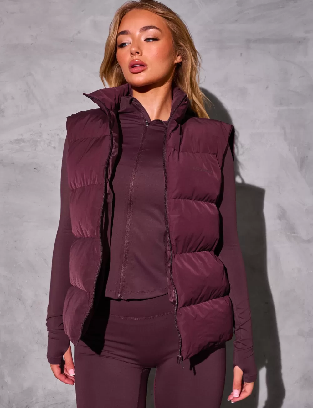 Hot Public Desire Kaiia Studio Padded Gilet Deep Burgundy Deep_burgundy