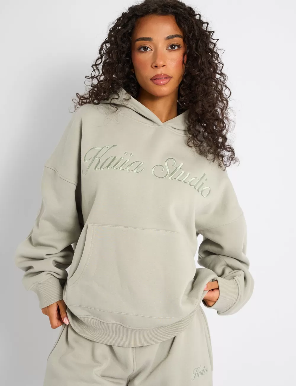 Online Public Desire Kaiia Studio Script Logo Oversized Hoodie Matcha Green