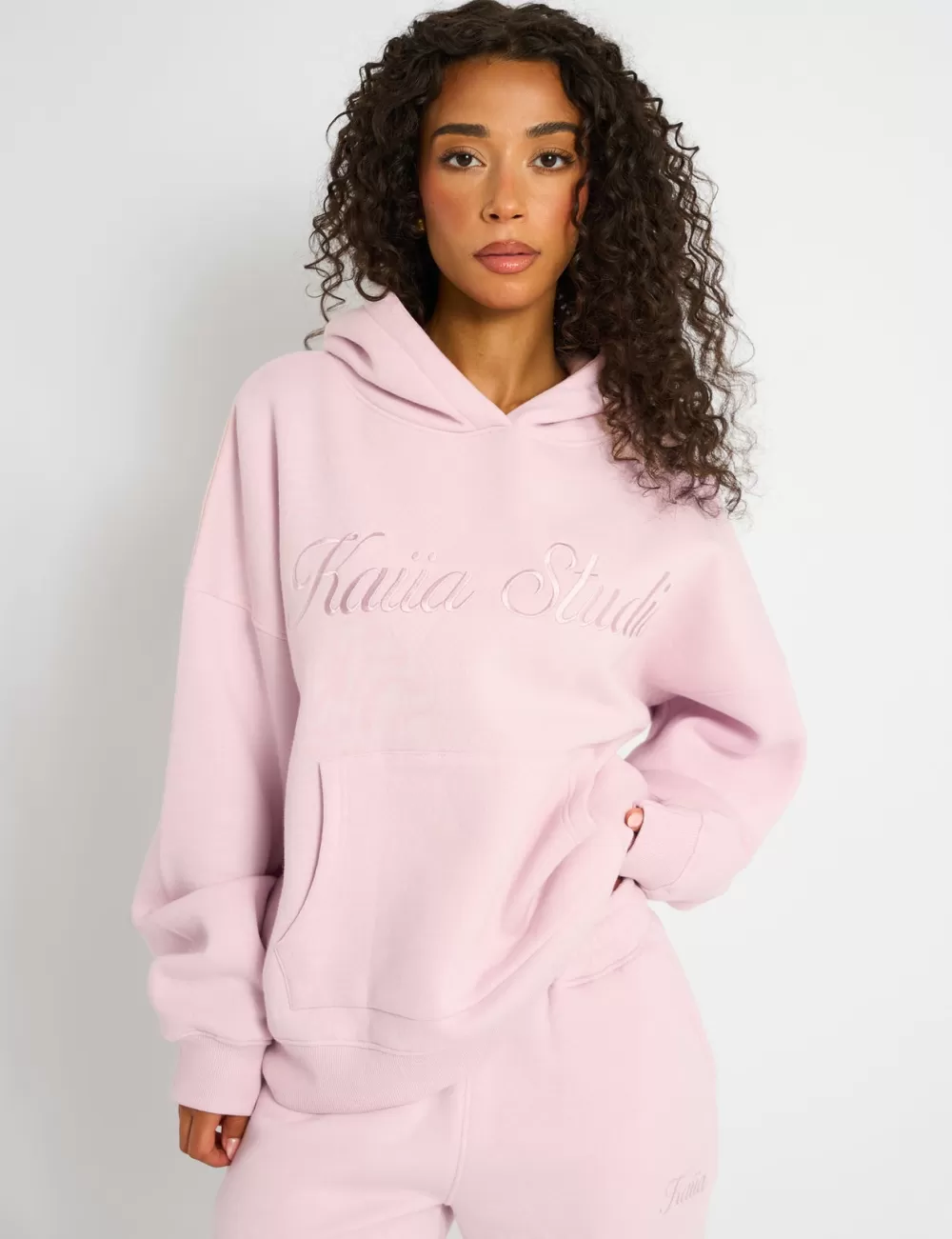 Flash Sale Public Desire Kaiia Studio Script Logo Oversized Hoodie Chai Pink
