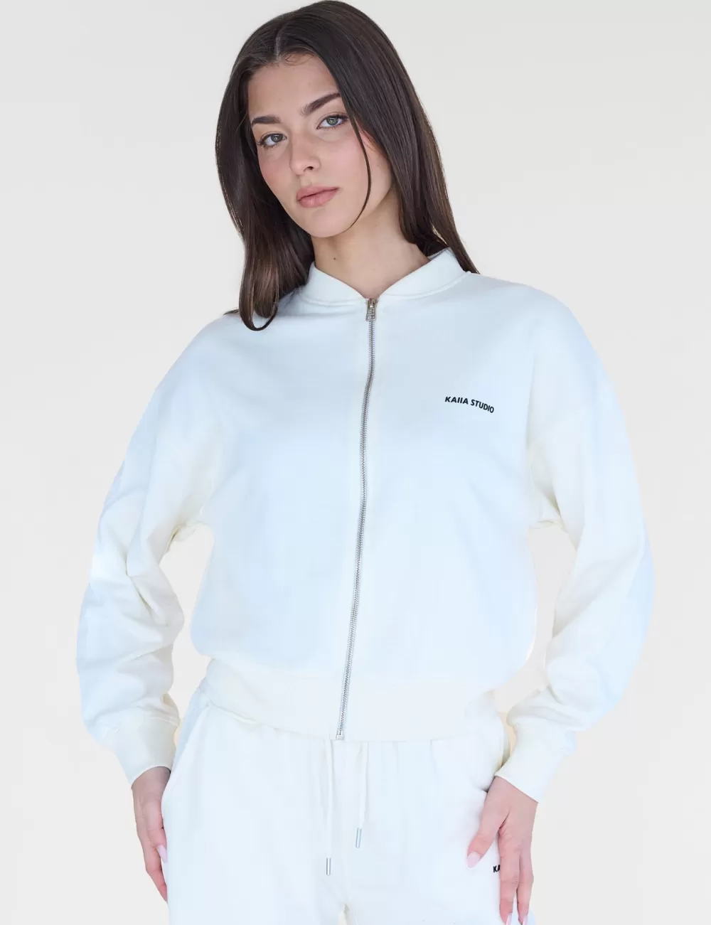 Best Public Desire Kaiia Studio Zip Up Sweatshirt Ecru