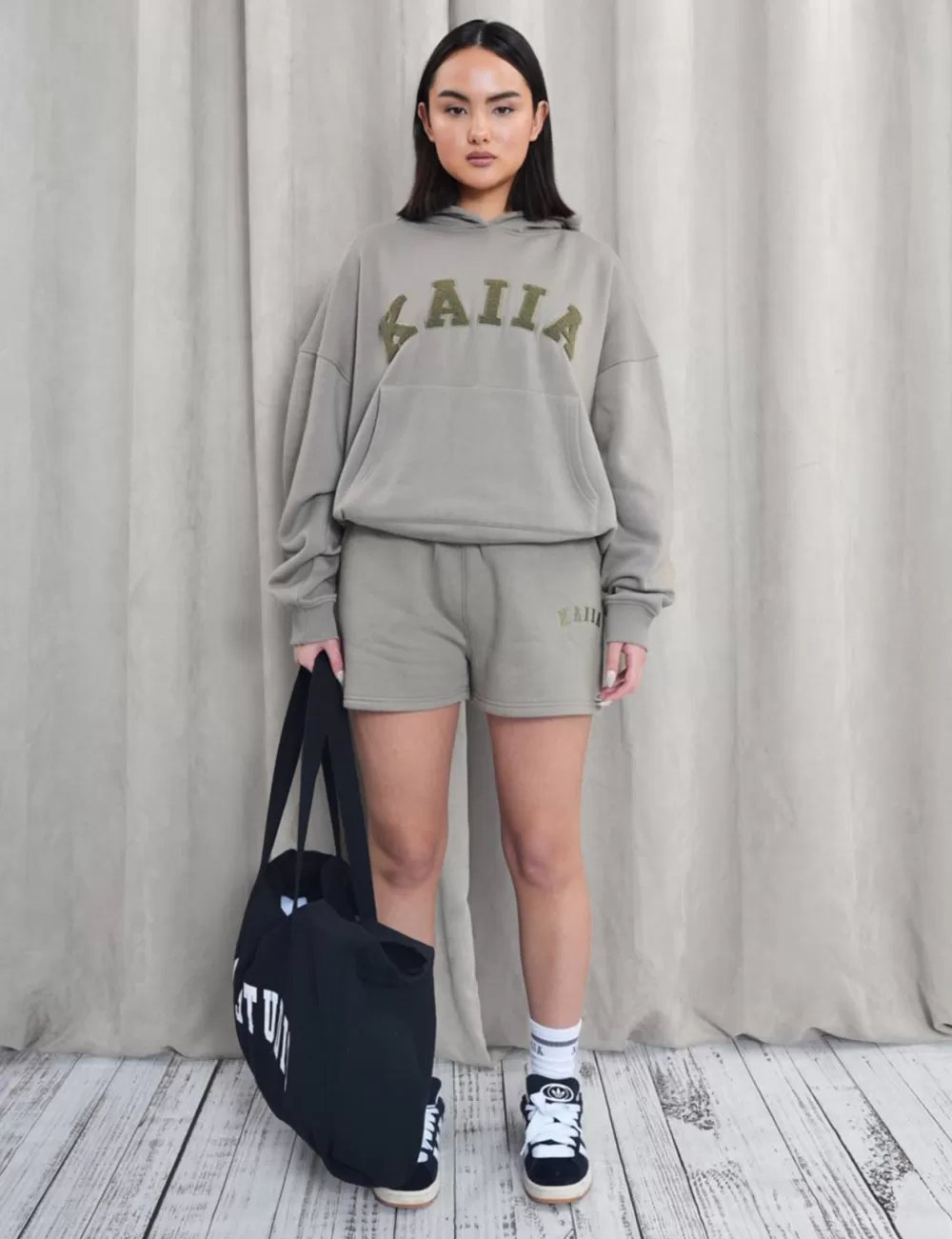 Discount Public Desire Kaiia Sweat Logo Shorts in Khaki