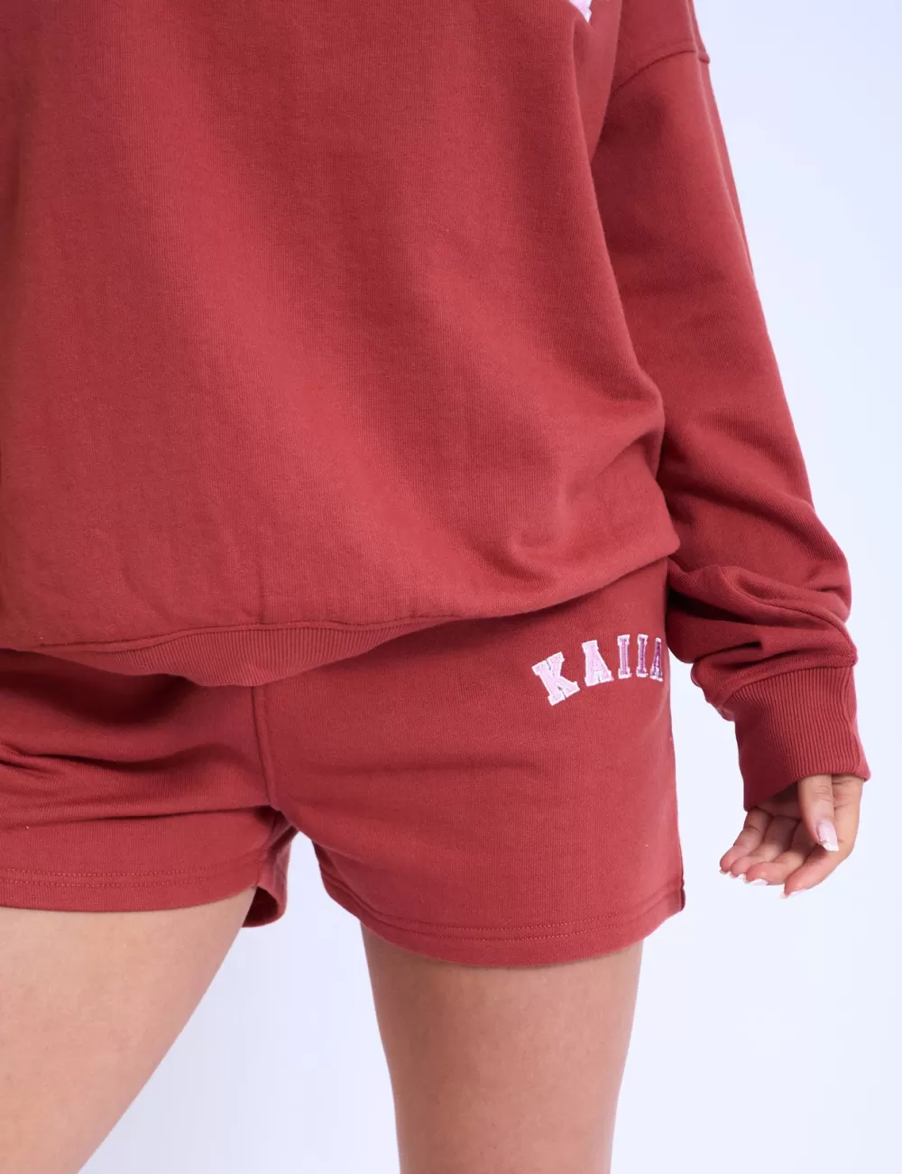 Shop Public Desire Kaiia Sweat Shorts Rust & Pink Brown