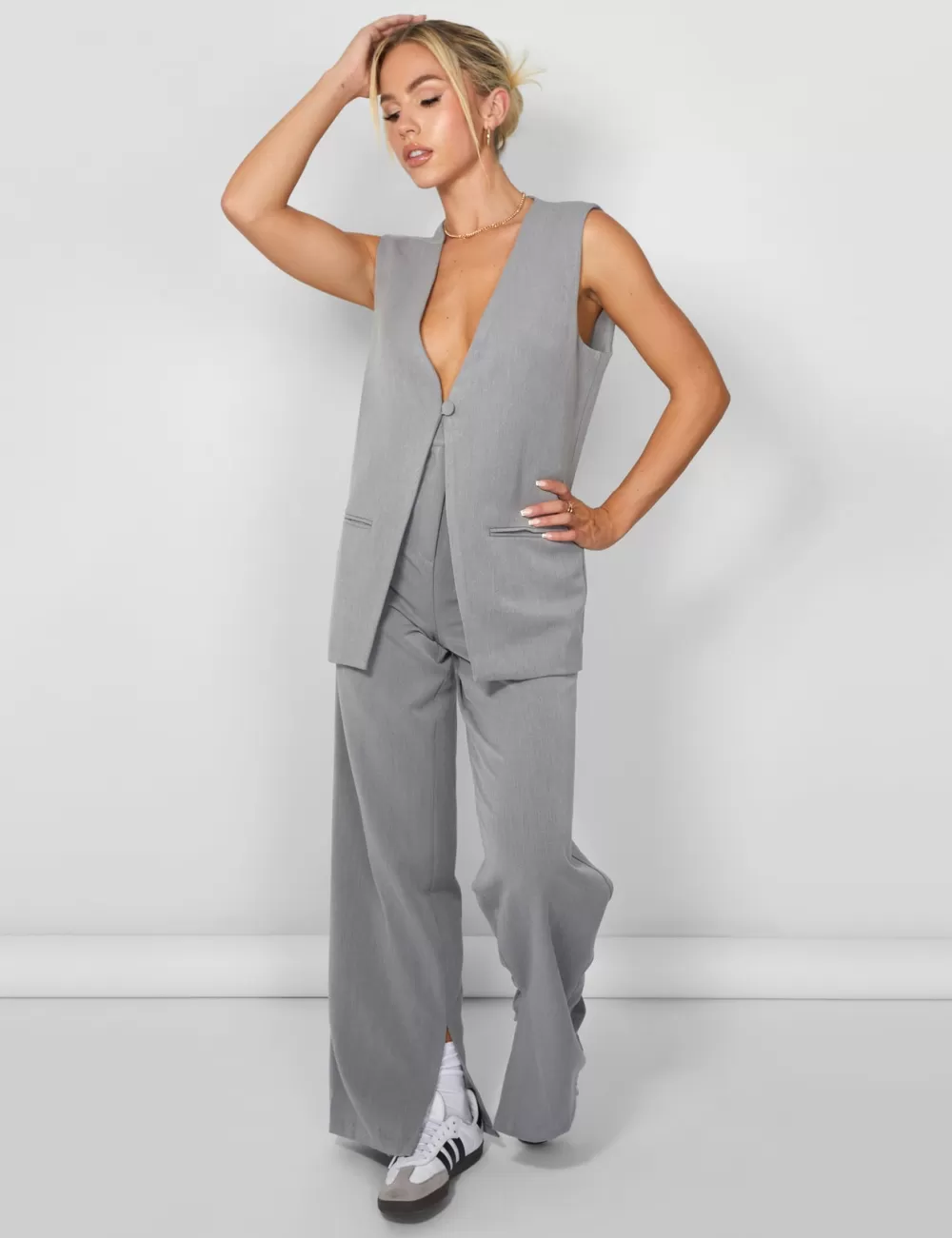 New Public Desire Kaiia Tailored Trousers Grey