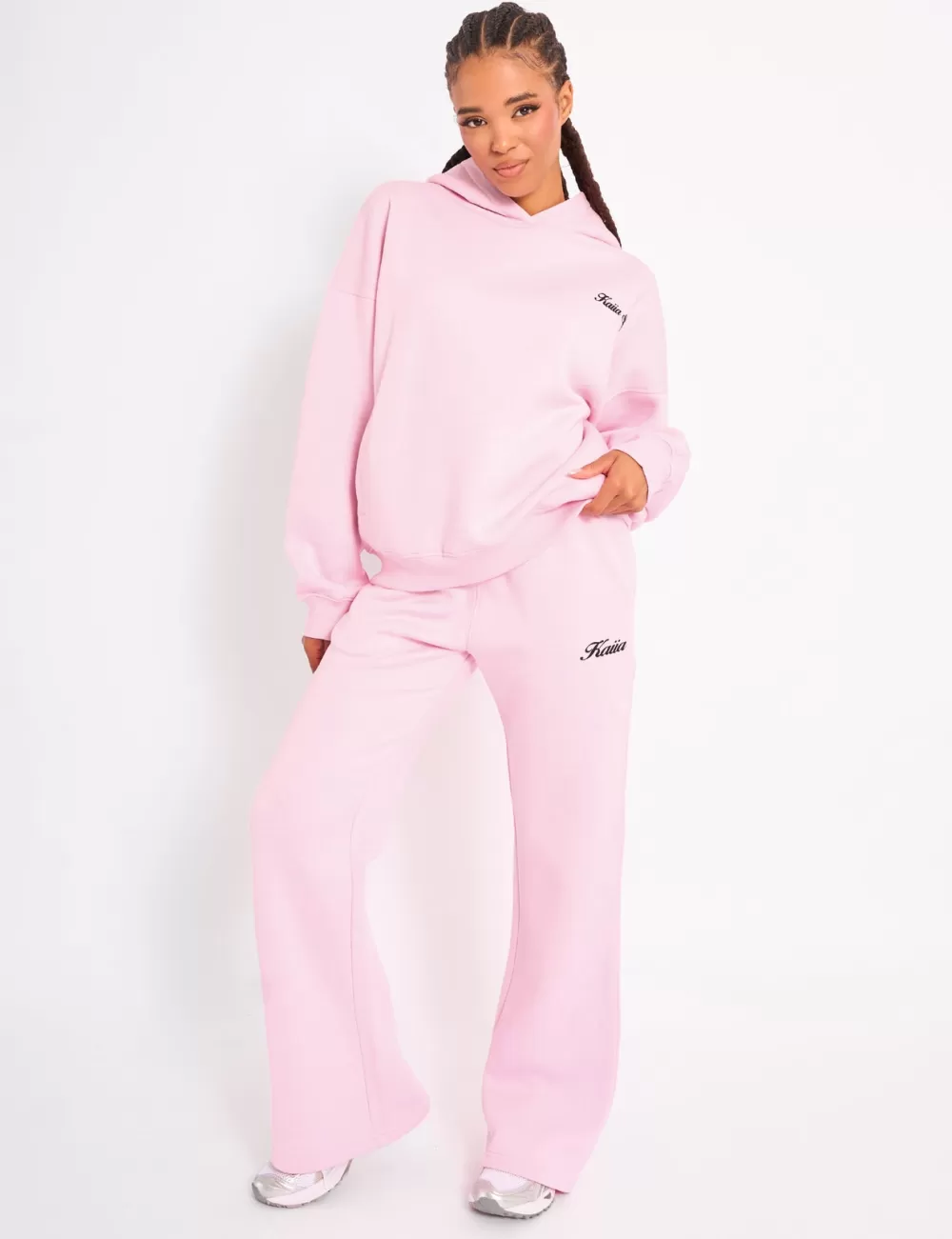 New Public Desire Kaiia Wide Leg Joggers Baby Pink & Black Baby_pink_u0026_black