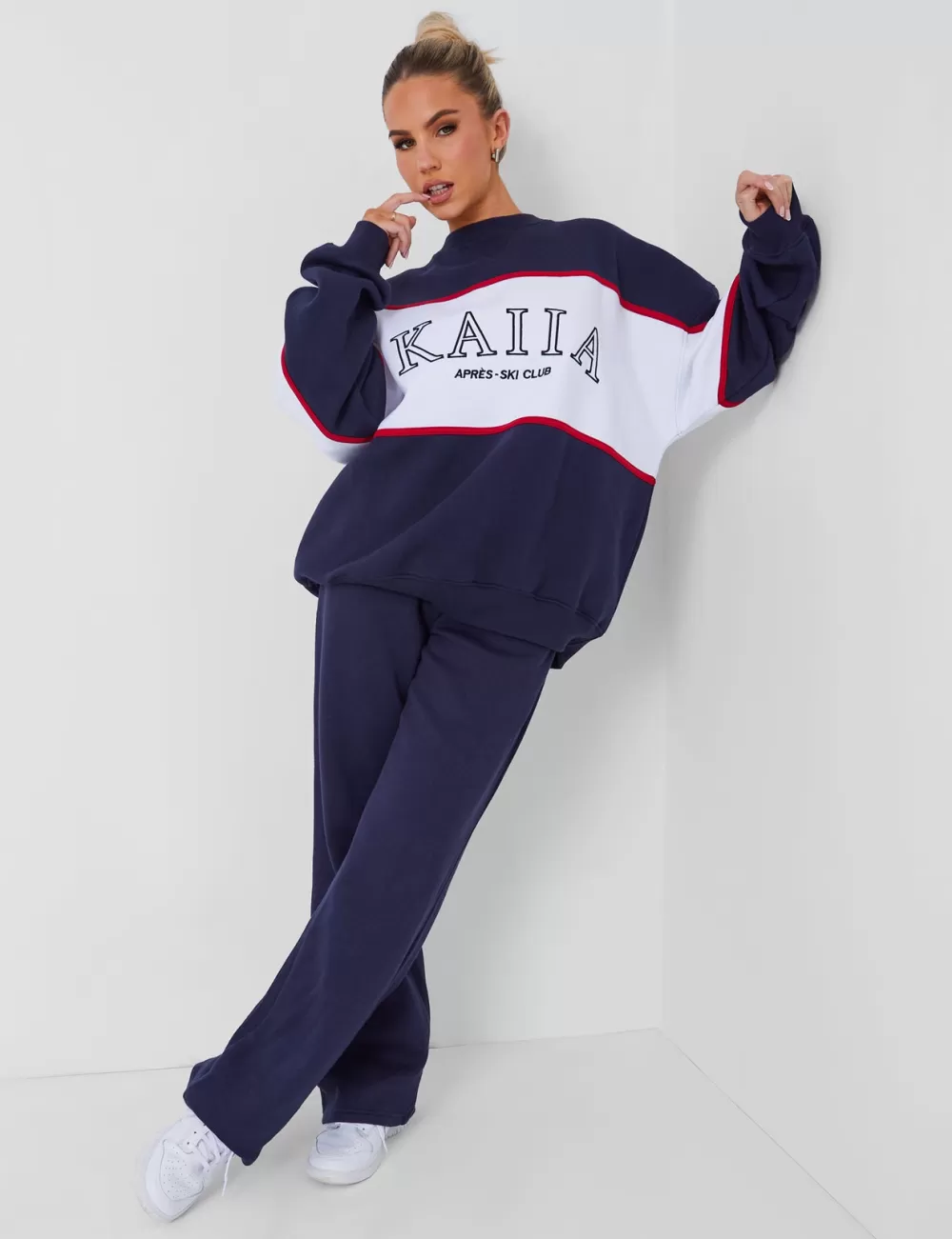 Online Public Desire Kaiia Wide Leg Sweat Pants in Navy