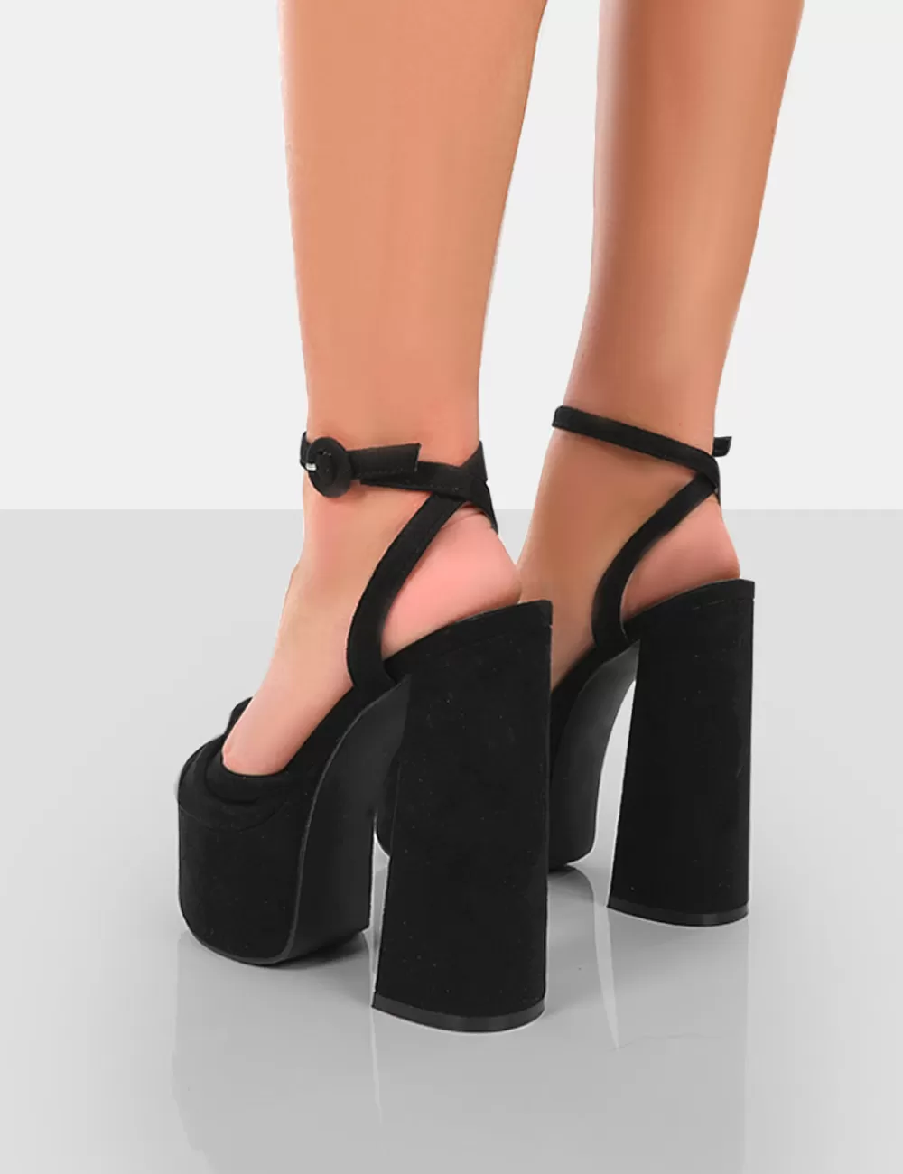 Best Public Desire Knot On Faux Suede Knotted Platform High Heeled Sandals Black