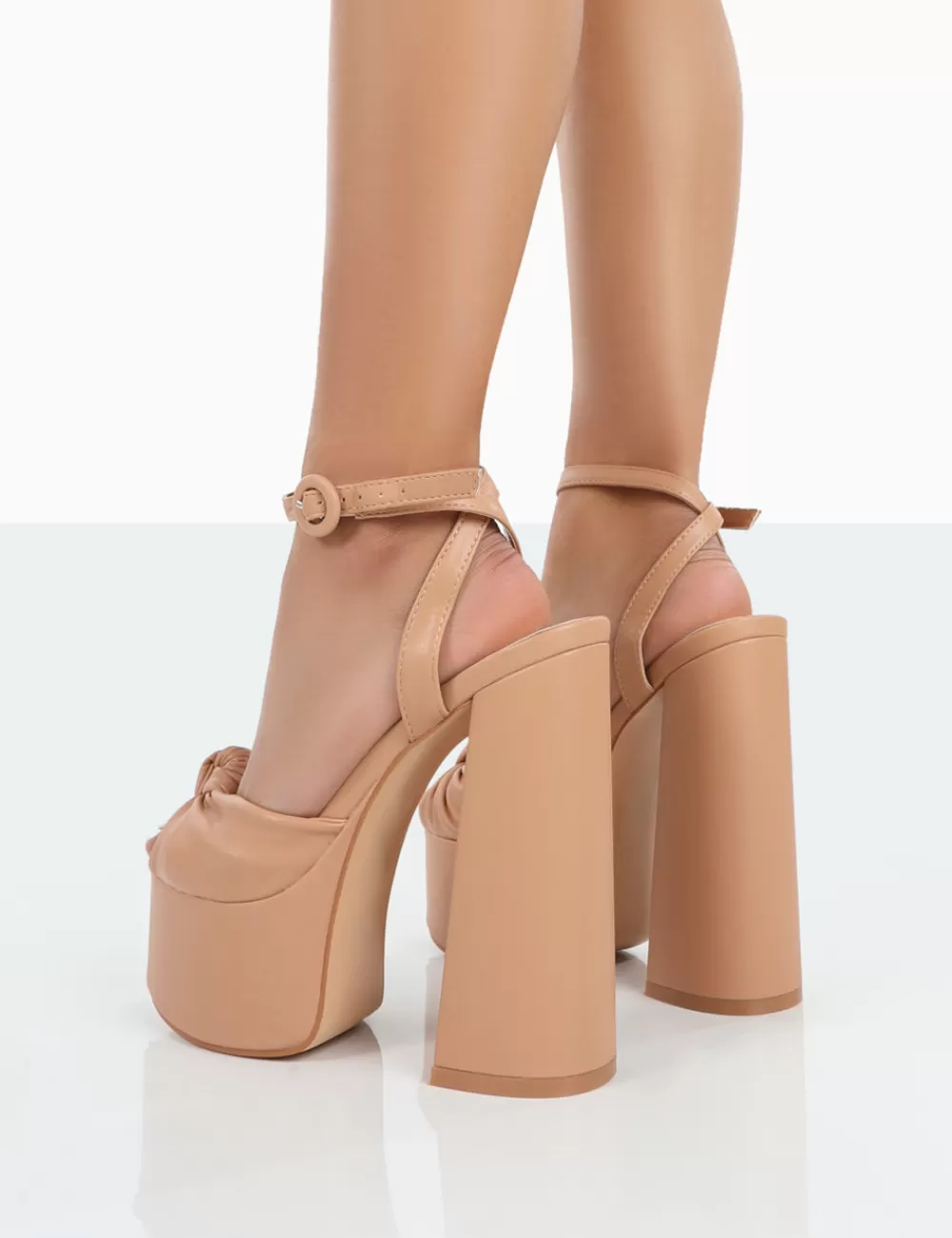 Shop Public Desire Knot On Pu Knotted Platform High Heeled Sandals Nude