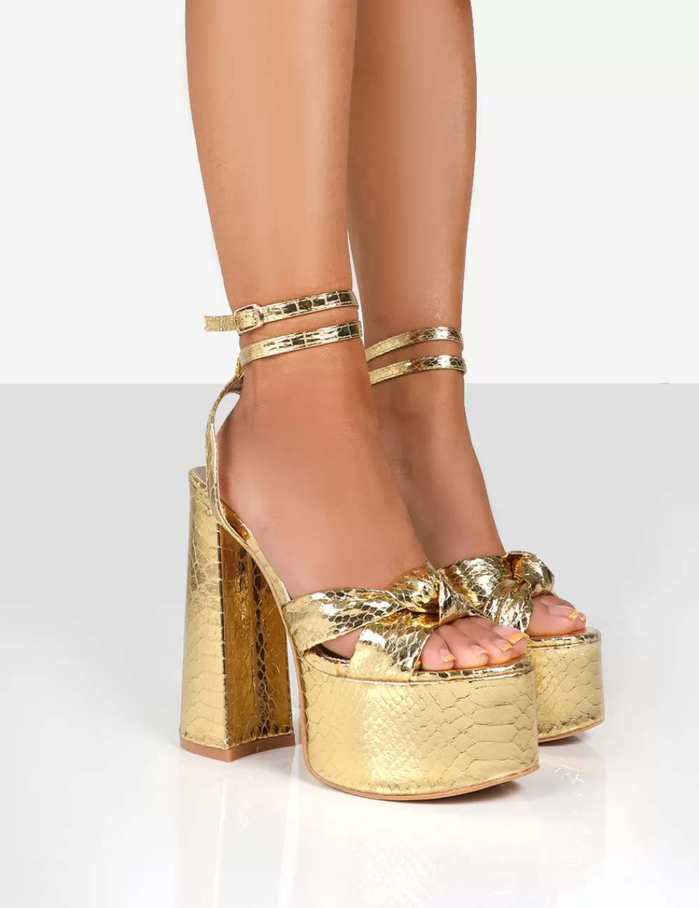 Clearance Public Desire Leo Edition Metallic Platform High Heels Gold