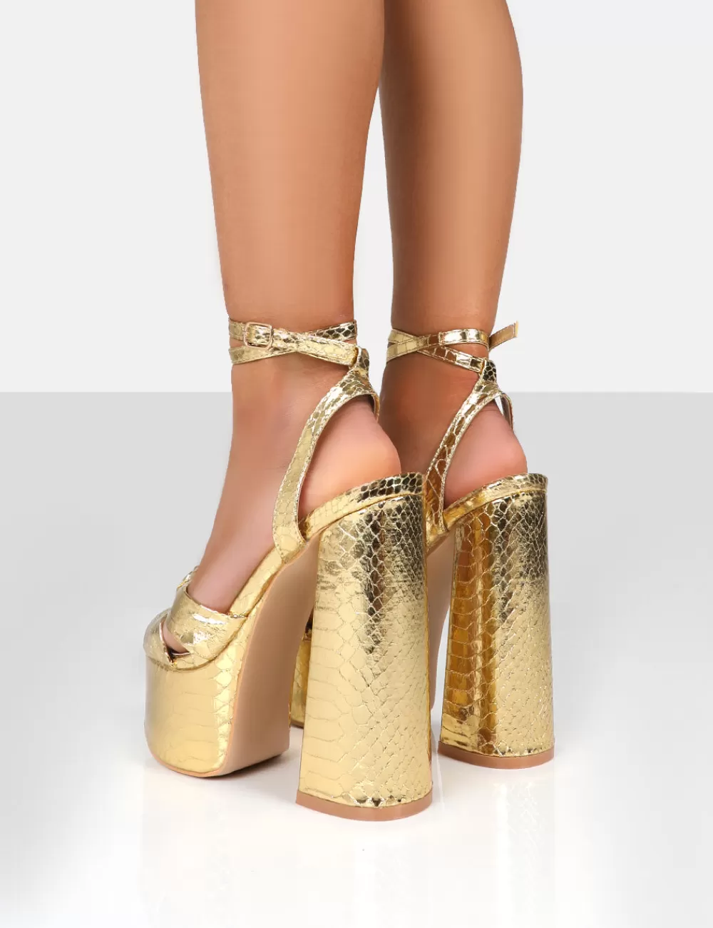 Clearance Public Desire Leo Edition Metallic Platform High Heels Gold