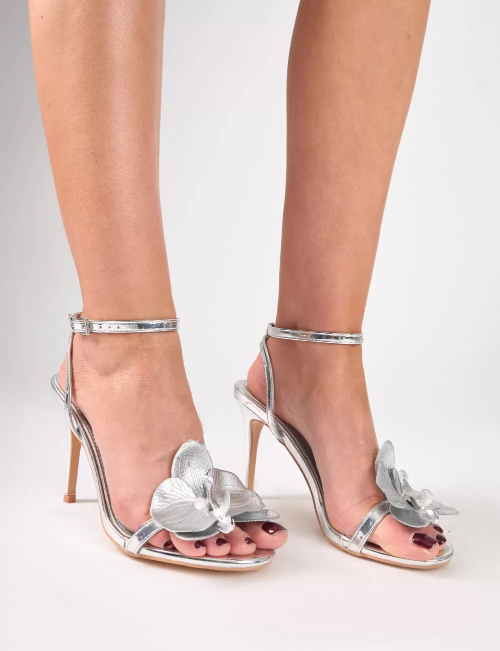 Sale Public Desire Mica Chrome Orchid Barely There Heels Silver