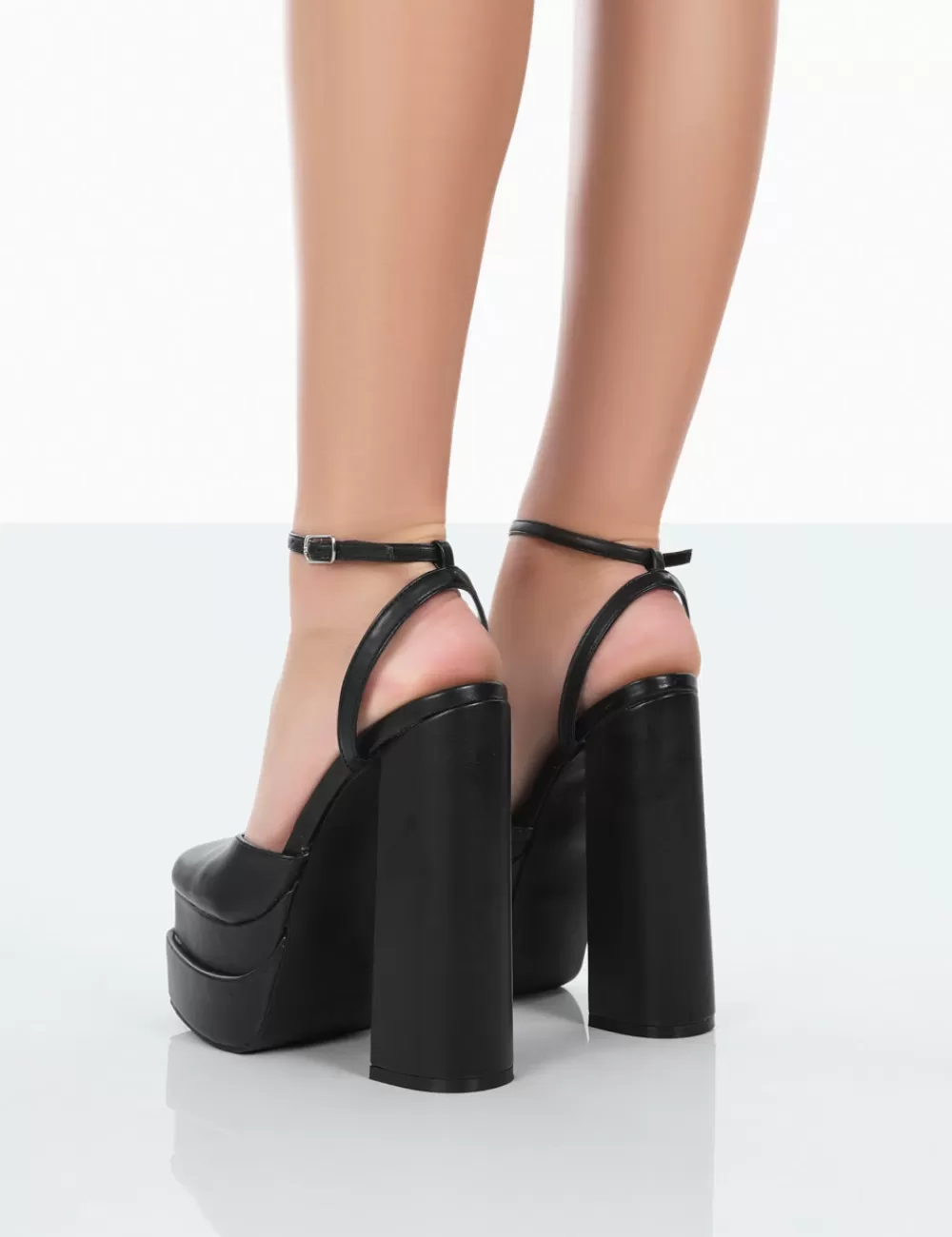 Fashion Public Desire Moonchild Pu Closed Toe Statement Platform Block Heels Black