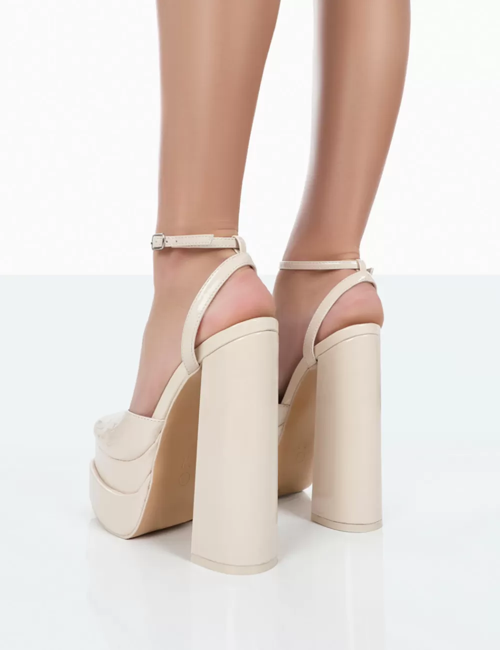Online Public Desire Moonchild Wide Fit Closed Toe Statement Platform Block Heels Ecru