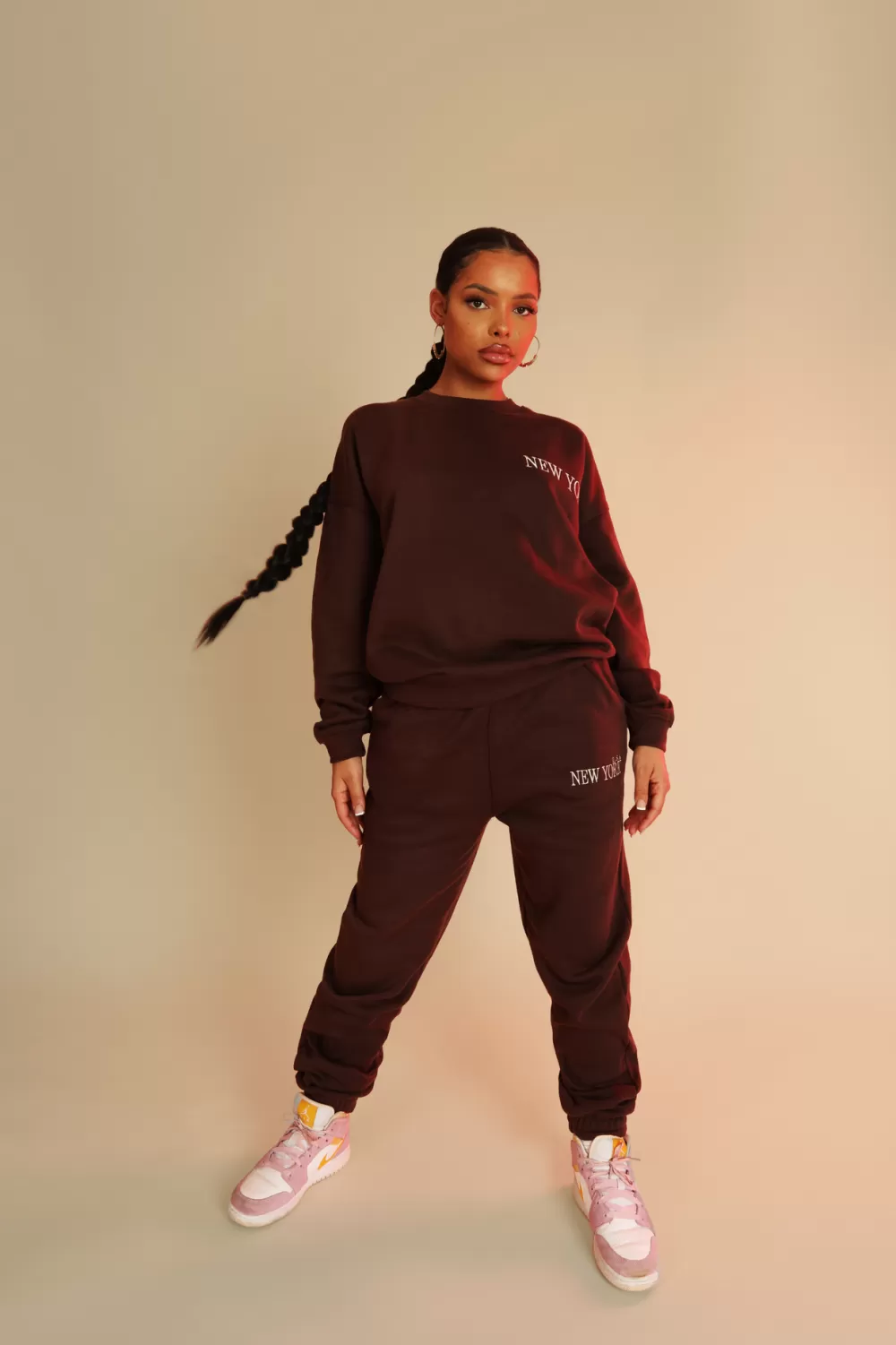 Shop Public Desire New York Oversized Sweatshirt Chocolate Brown