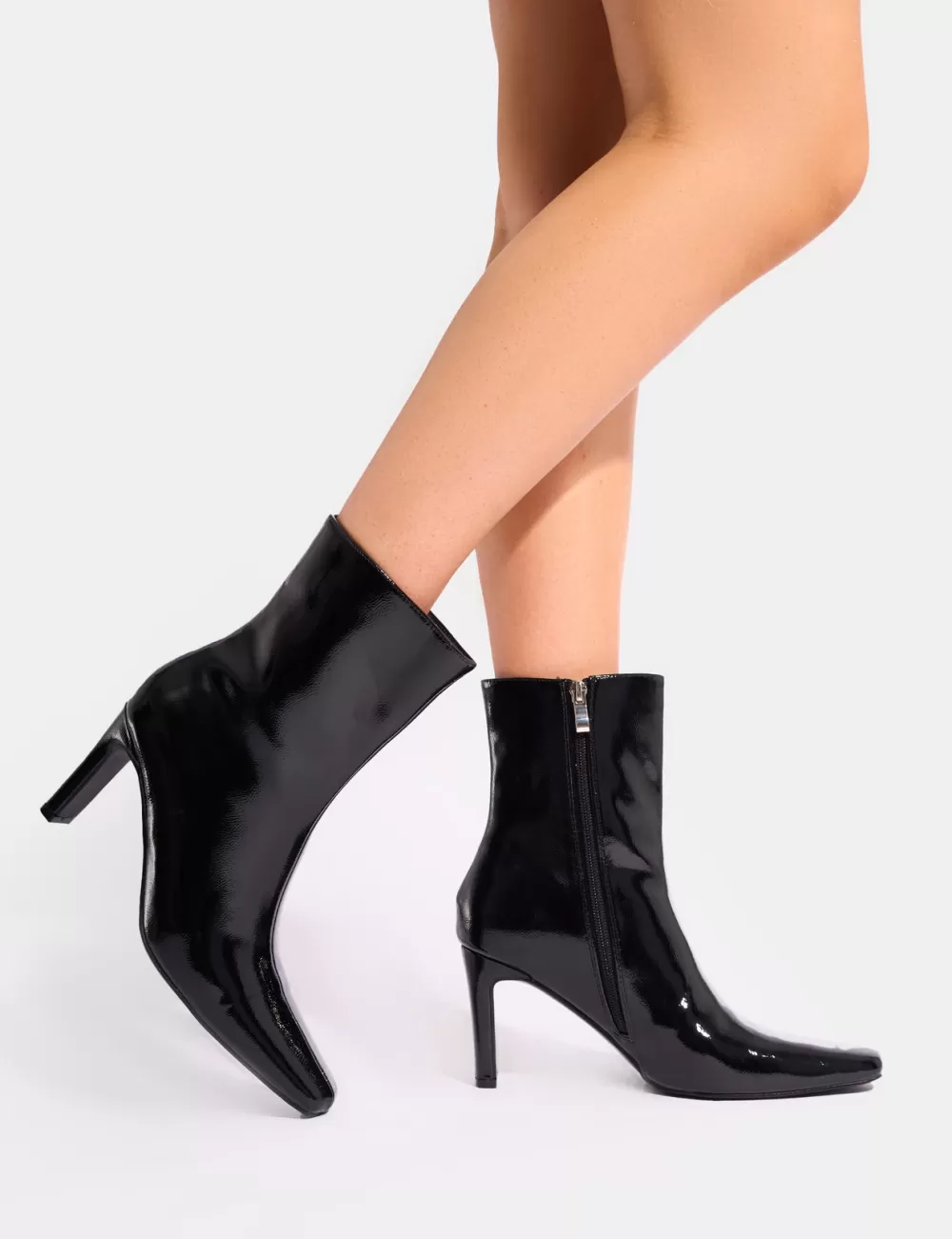 Best Sale Public Desire Polaris Patent Snipped Toe Ankle Boots Black