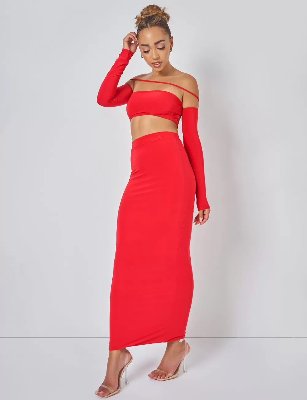 Clearance Public Desire Cut Out Maxi Skirt Co-ord in Red