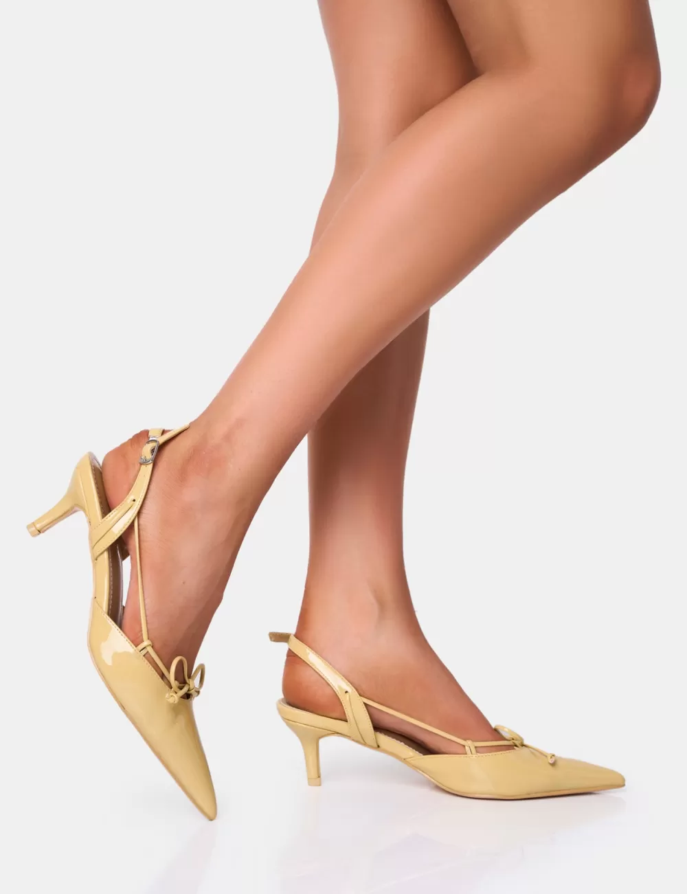 Flash Sale Public Desire Rai Custard Cream Bow Detail Slingback Court Mid Heels Black