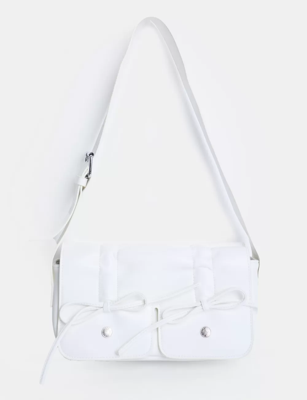 Shop Public Desire Ribbon Ruched Shoulder Bag White