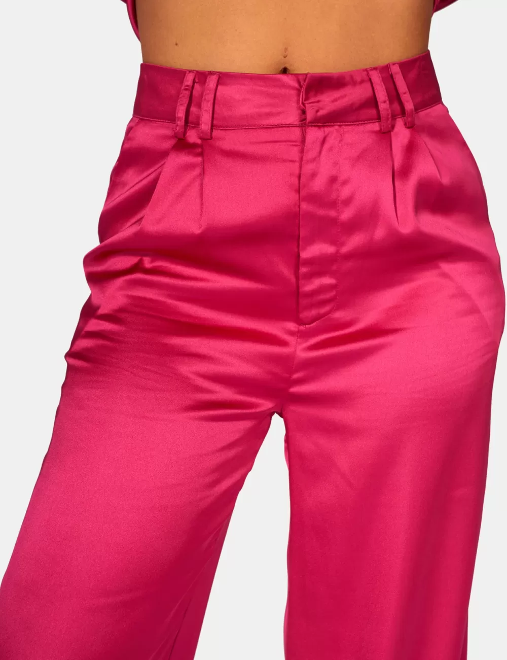 New Public Desire Satin Wide Leg Tailored Trousers Pink