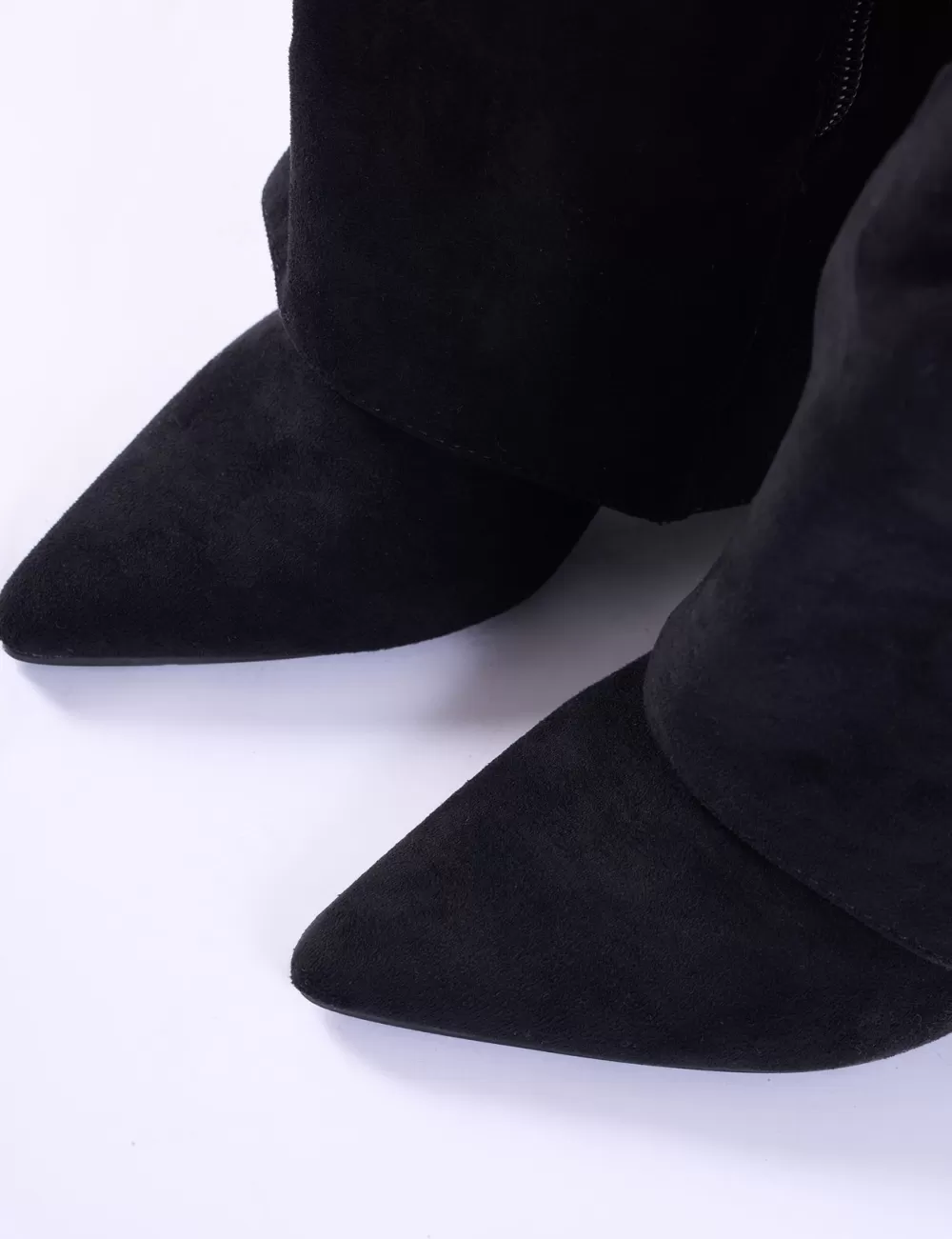 Outlet Public Desire Say Yes Faux Suede Padlock Fold Over Knee High Boots Black