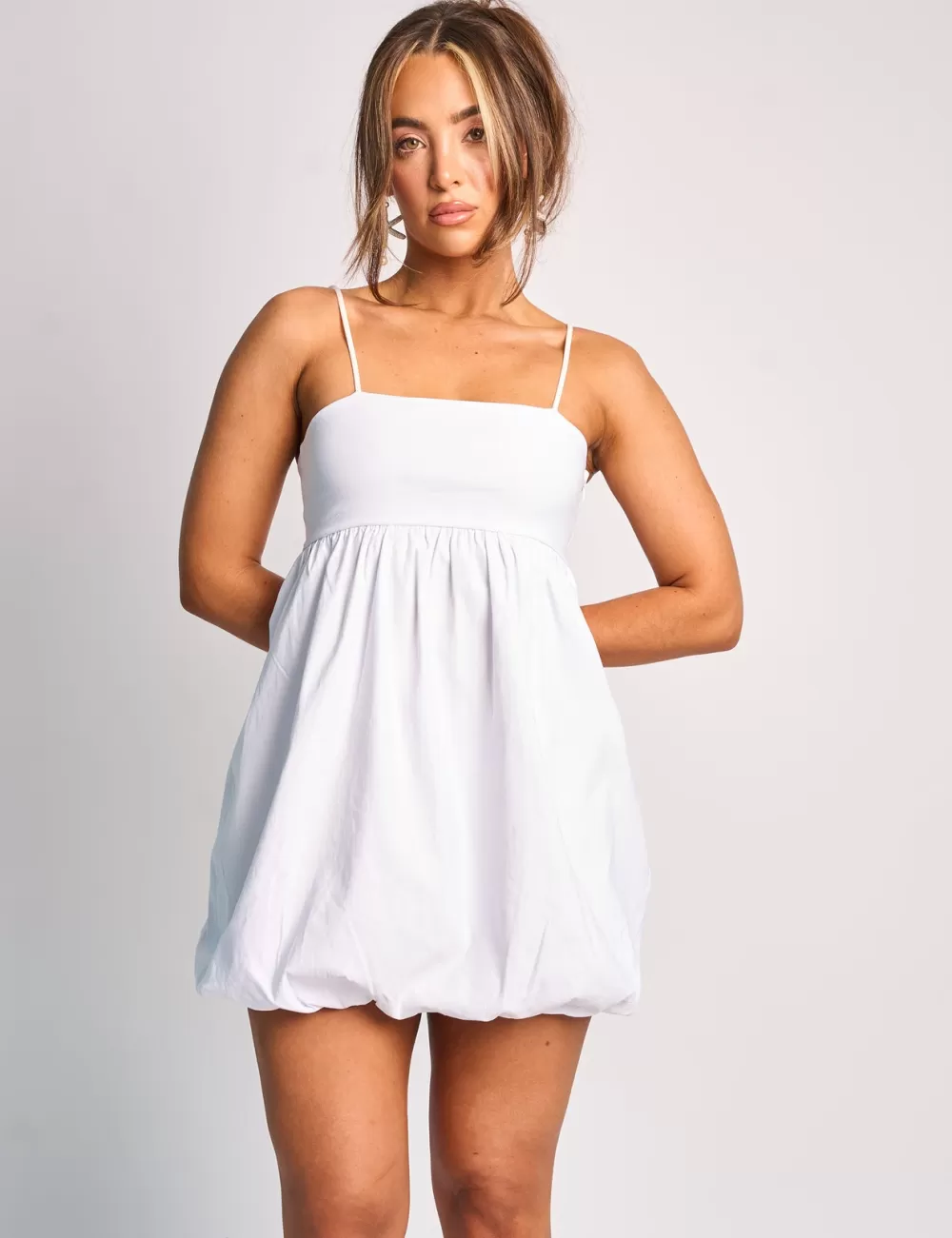 Sale Public Desire Spaghetti Strap Balloon Mini Dress White