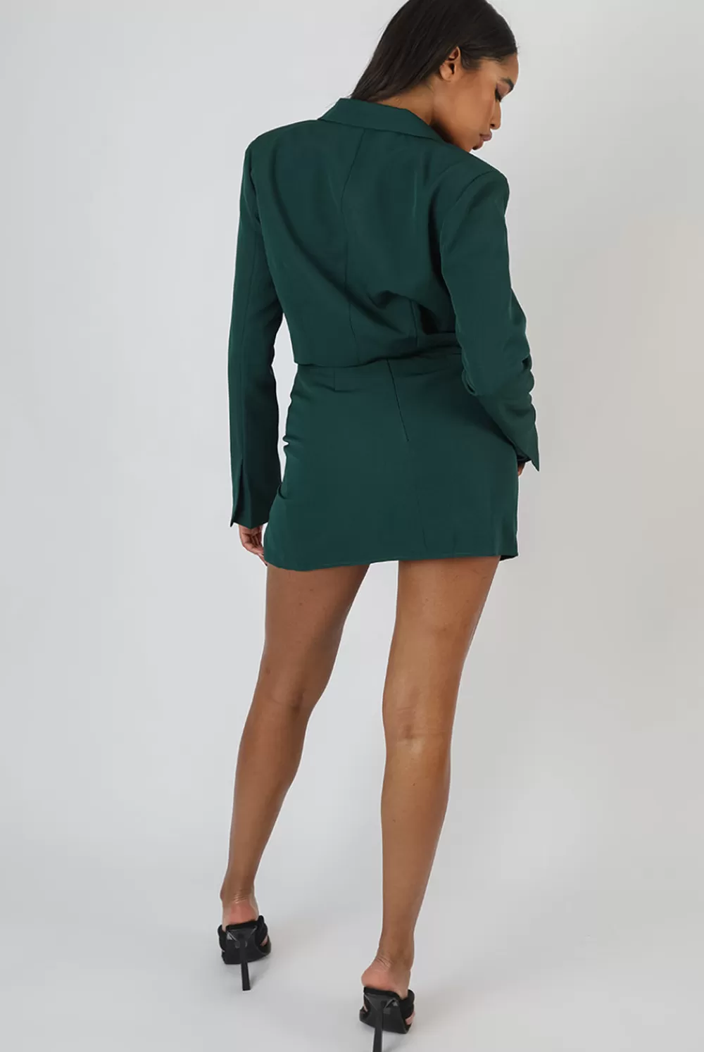 Hot Public Desire Split Front Mini Skirt Forest Green