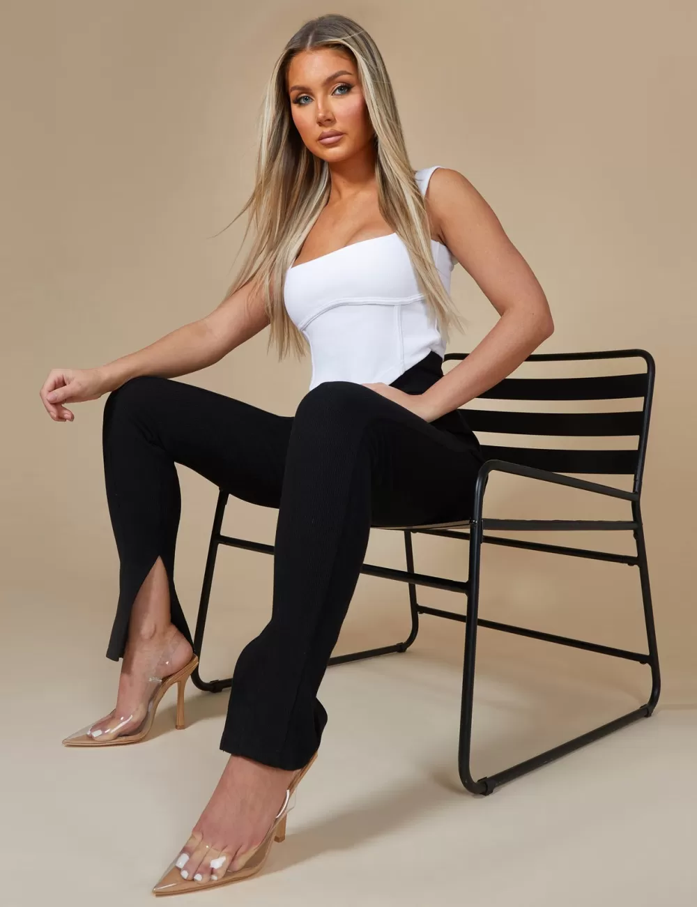 Flash Sale Public Desire Split Hem Ribbed Leggings Black