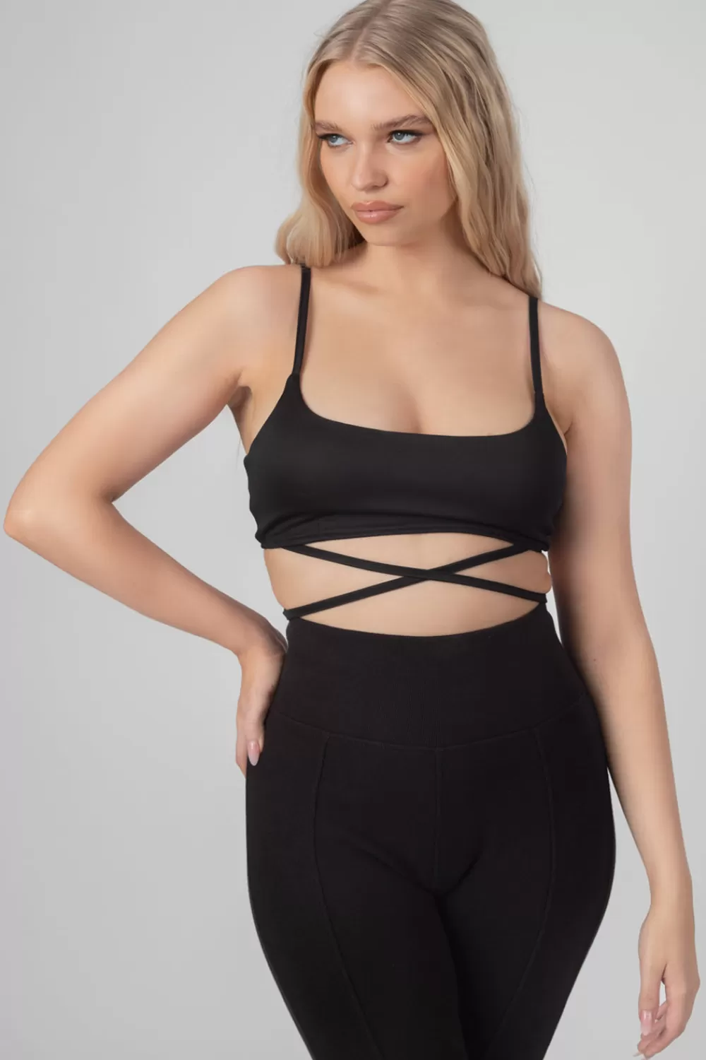 Flash Sale Public Desire Strappy Tie Cropped Bralet Black