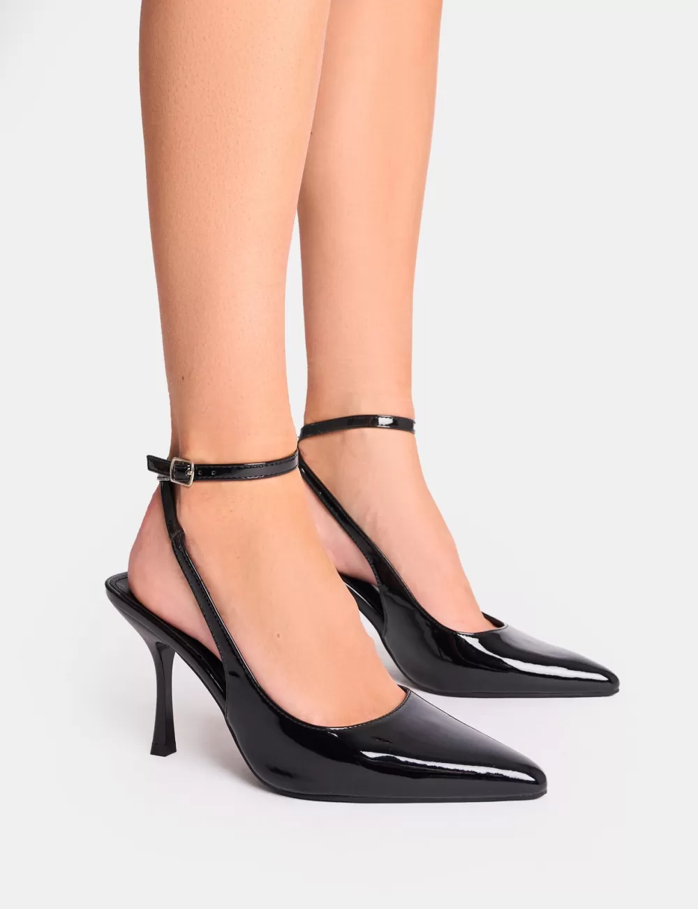 Discount Public Desire Sweet Talk Ankle Strap Court Heels Black