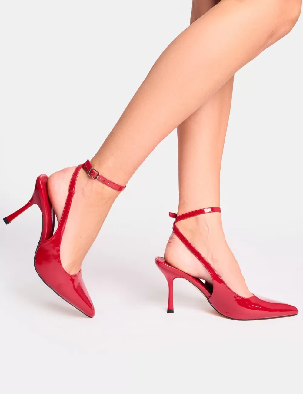 Best Public Desire Sweet Talk Ankle Strap Court Heels Red