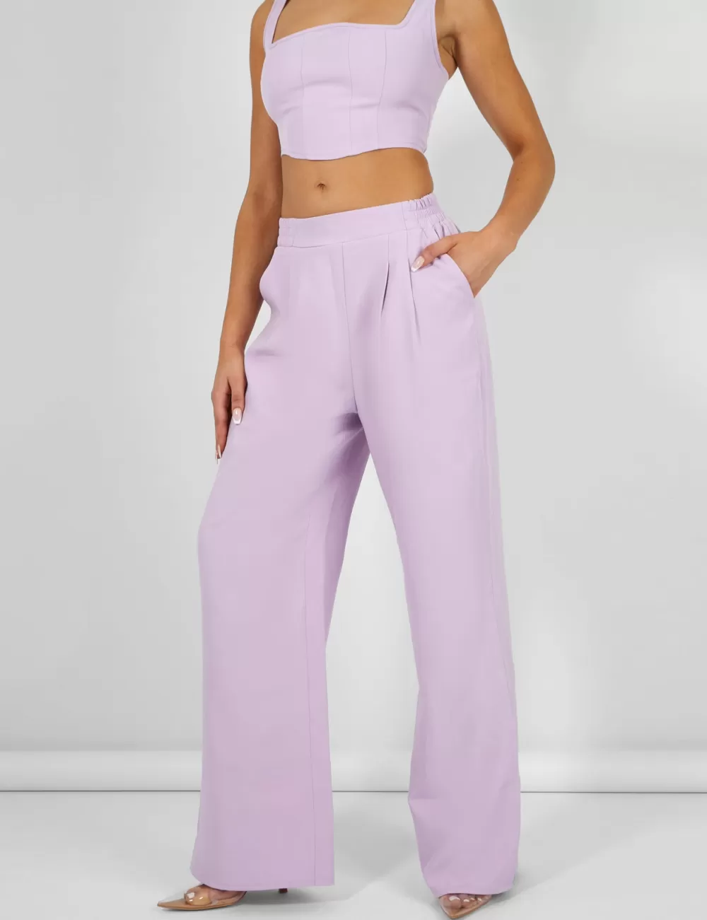 New Public Desire Tailored Wide Leg Trousers Lilac