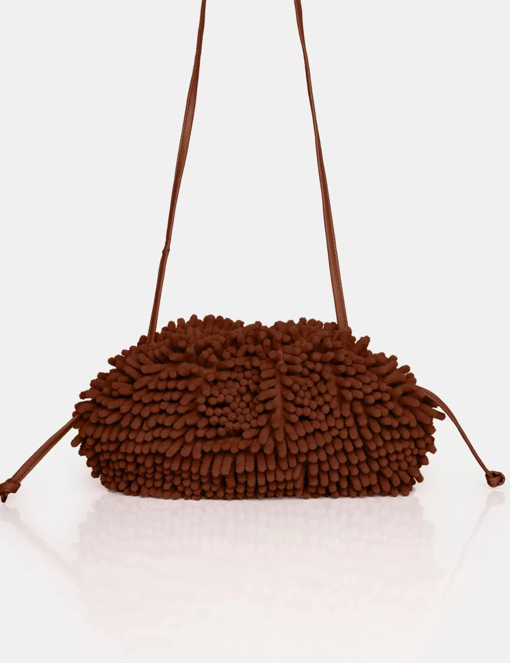 Hot Public Desire The Ausha Chocolate Chenille Clutch Bag Brown