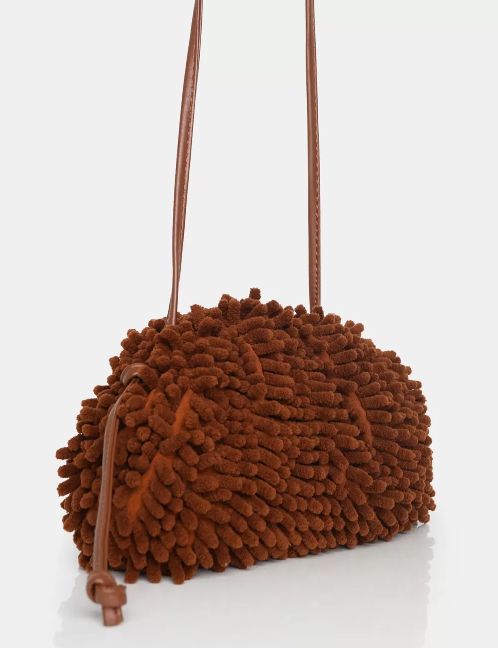 Hot Public Desire The Ausha Chocolate Chenille Clutch Bag Brown