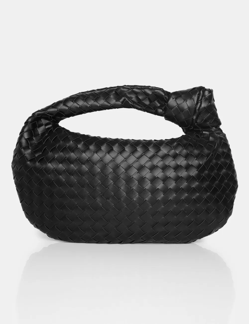 Sale Public Desire The Blame Woven PU Knot Detail Mini Grab Bag Black