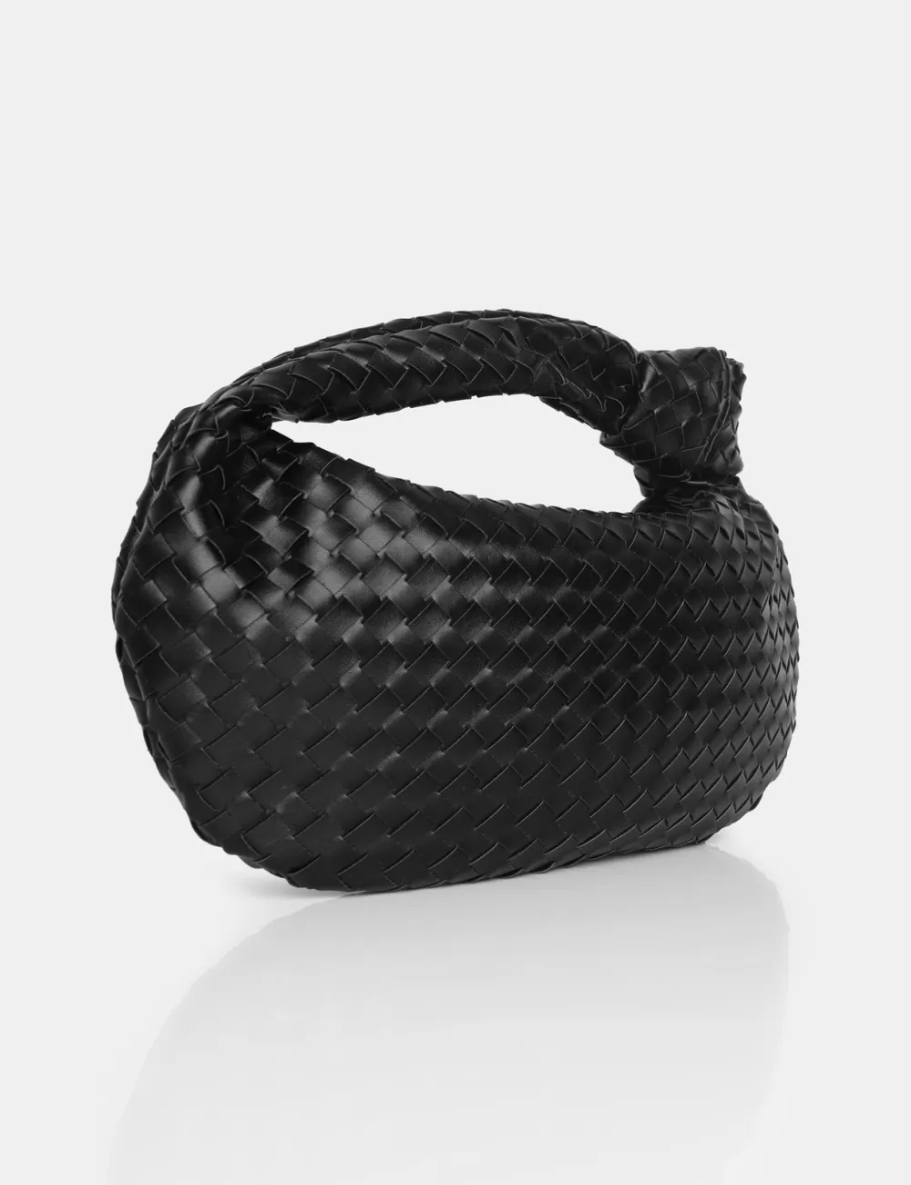 Sale Public Desire The Blame Woven PU Knot Detail Mini Grab Bag Black