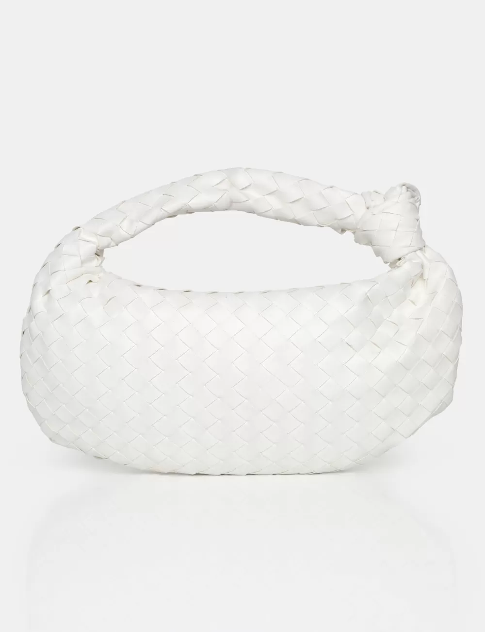 Fashion Public Desire The Blame Woven PU Knot Detail Mini Grab Bag White