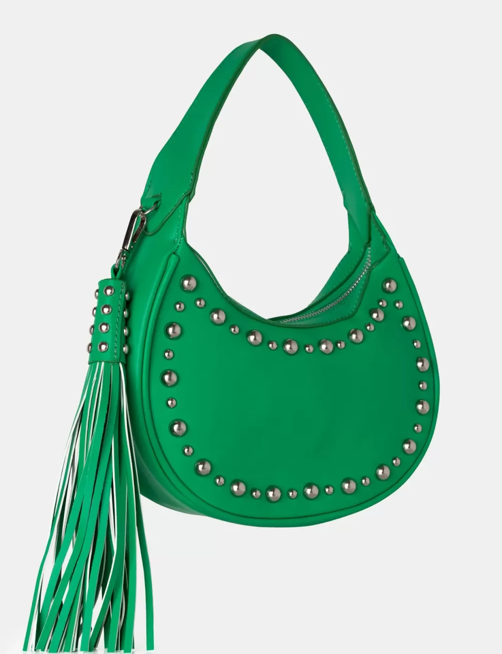 Hot Public Desire The Cato Pu Studded Tassel Boho Shoulder Bag Green