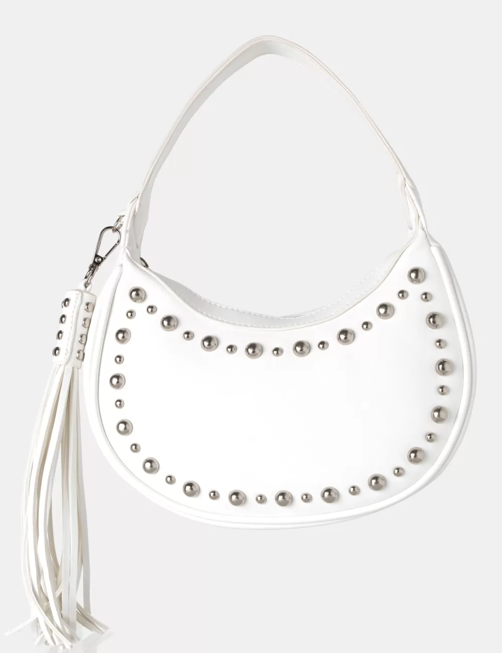 Clearance Public Desire The Cato Pu Studded Tassel Boho Shoulder Bag White