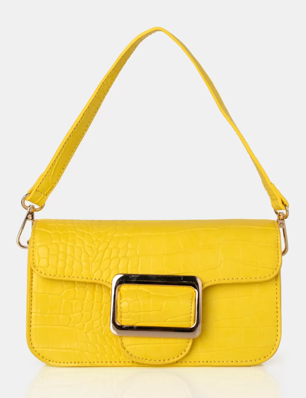 Best Public Desire The Jana Croc Removeable Shoulder Strap Baguette Bag Yellow