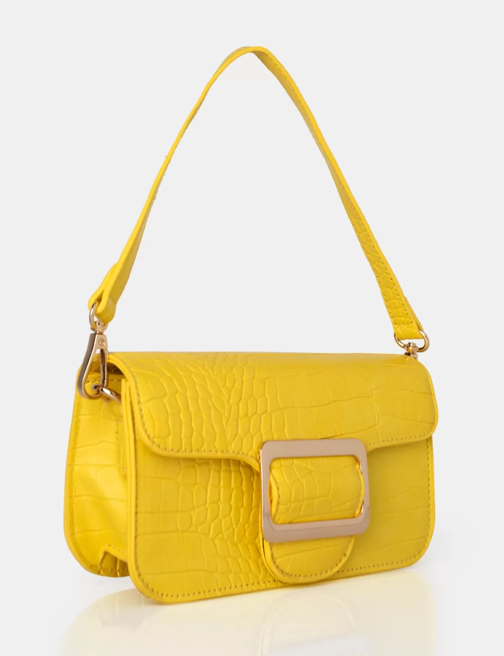 Best Public Desire The Jana Croc Removeable Shoulder Strap Baguette Bag Yellow