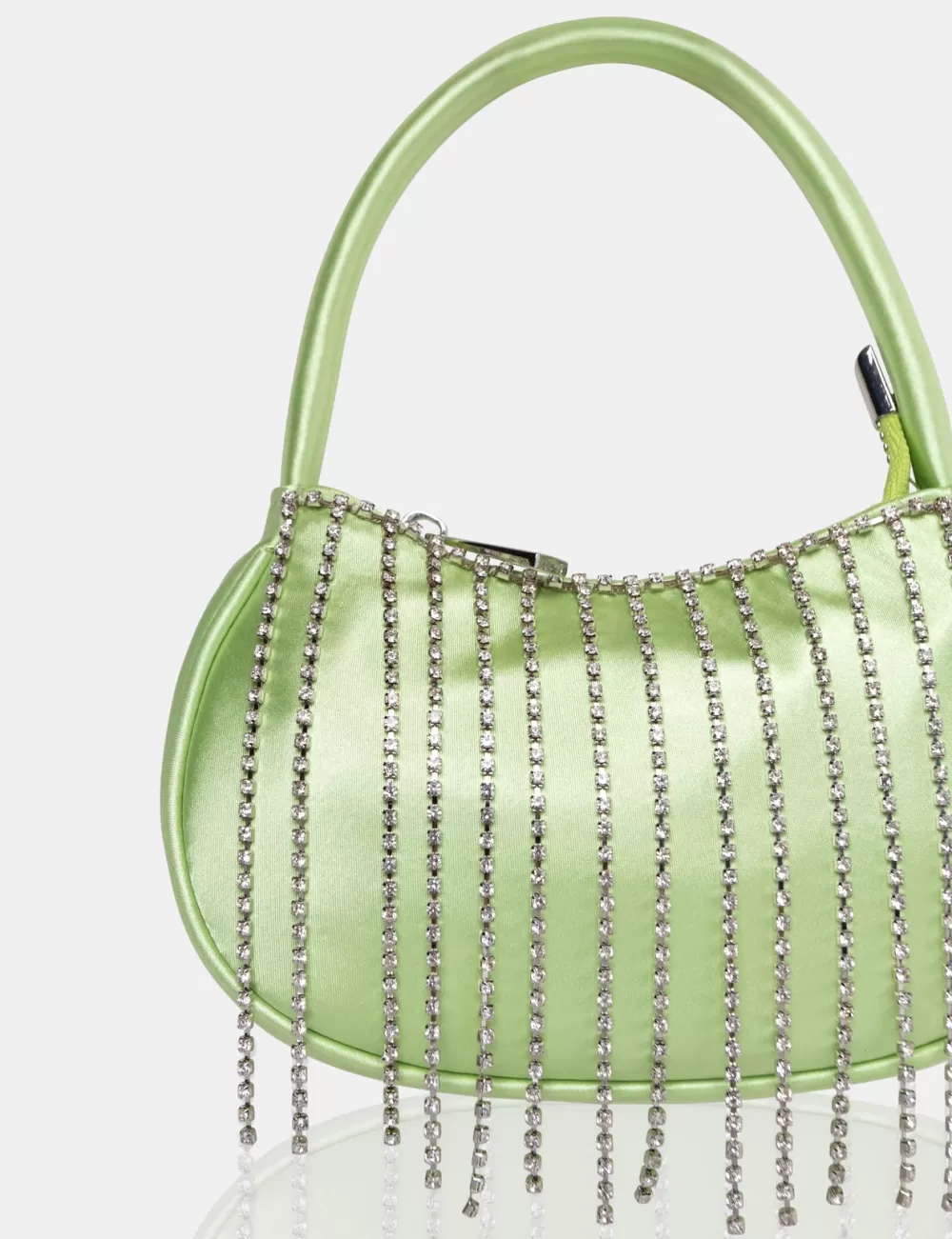 Flash Sale Public Desire The Sia Soft Satin Diamante Trim Mini Bag Green